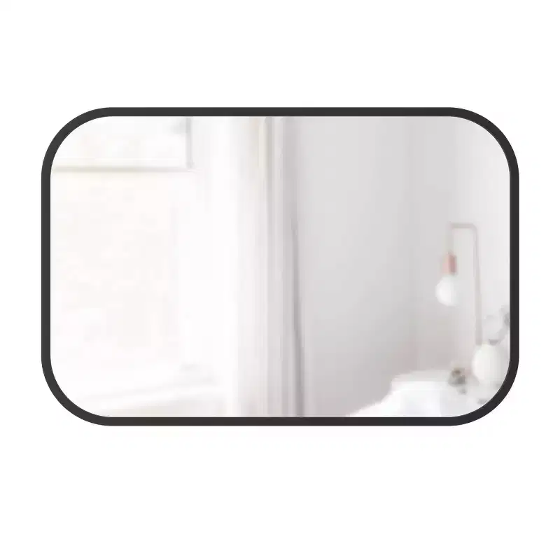 24"x 36" Hub Rectangular Wall Mirror Black - Umbra: Modern Design, No Assembly, Wall Mount