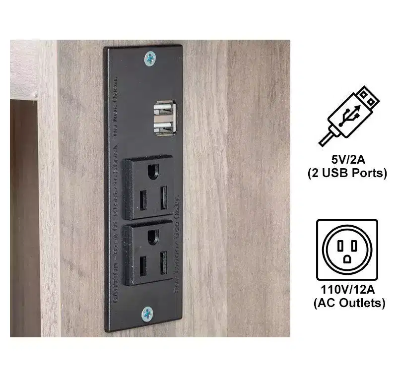 Gray Particle Board Triamine Veneer Iron Feet 2 Drawers 1 Door 2 Shelves Mirror Cabinet Tri-color Dimmable Light Bulb Plug In Dressing Table Set