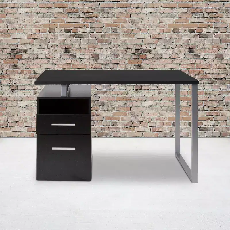 Emma and Oliver Desk with Two Drawers and Metal Frame
