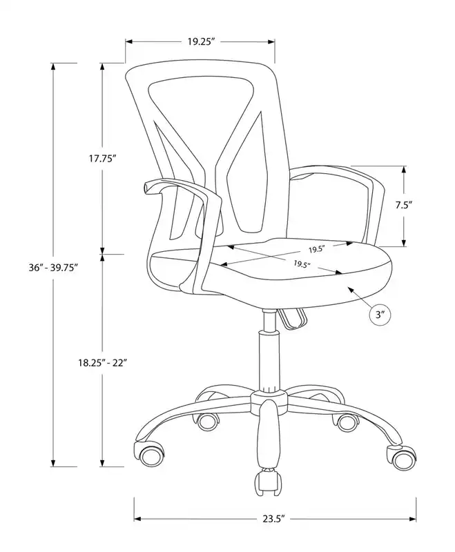 23.5 Office Chair with Mesh Back - Black/Chrome