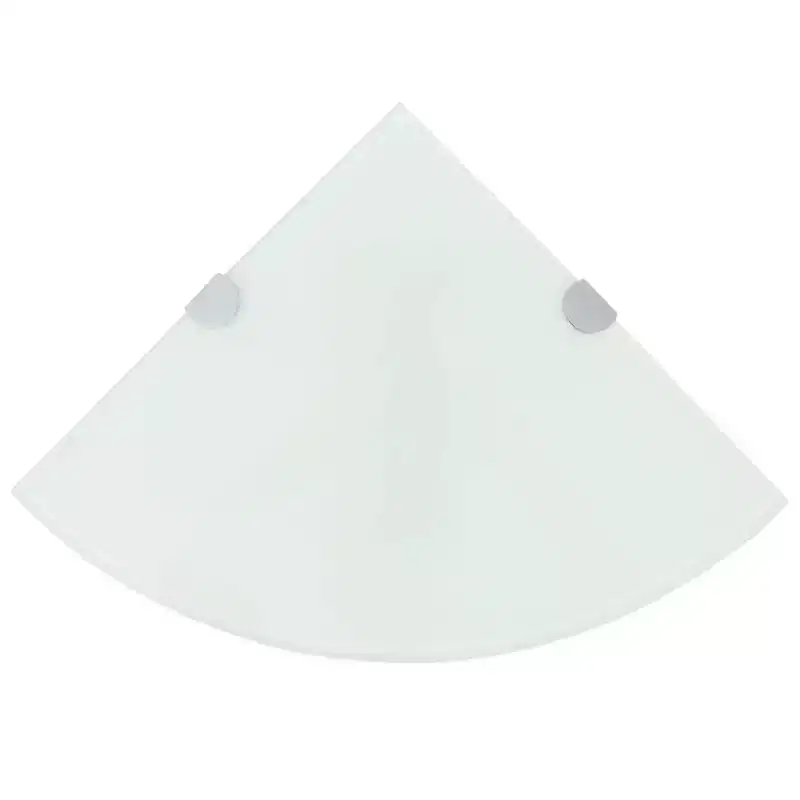 Corner Shelf 2 Piece White Tempered Glass 9.8 x 9.8 in