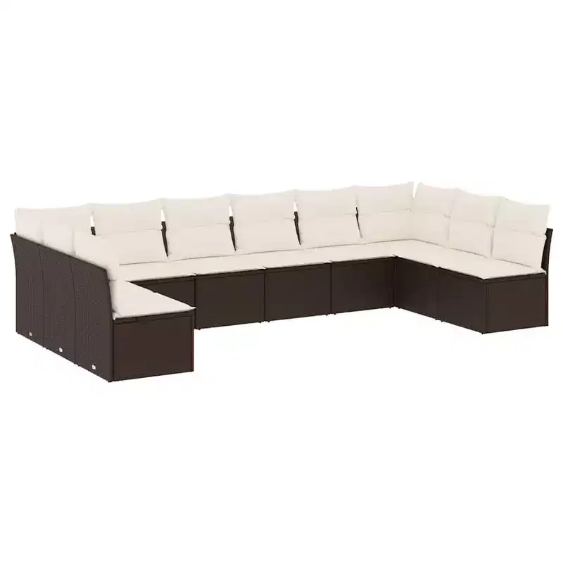 vidaXL 10 Piece Patio Sofa Set with Cushions, Poly Rattan Outdoor Sectional, Multiple Colors and Models