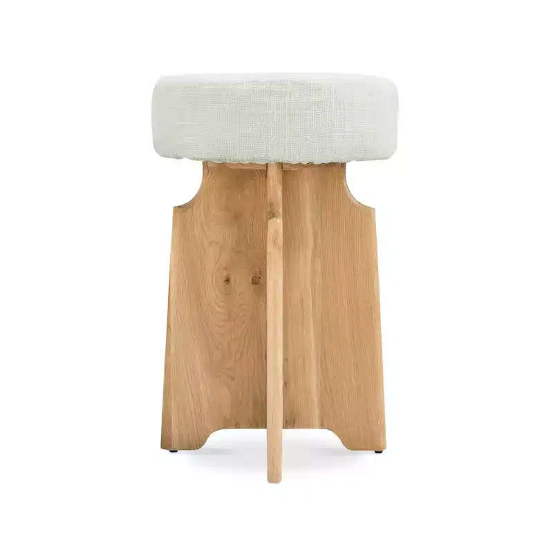 Cream Boucle Fabric Counter Height Stool