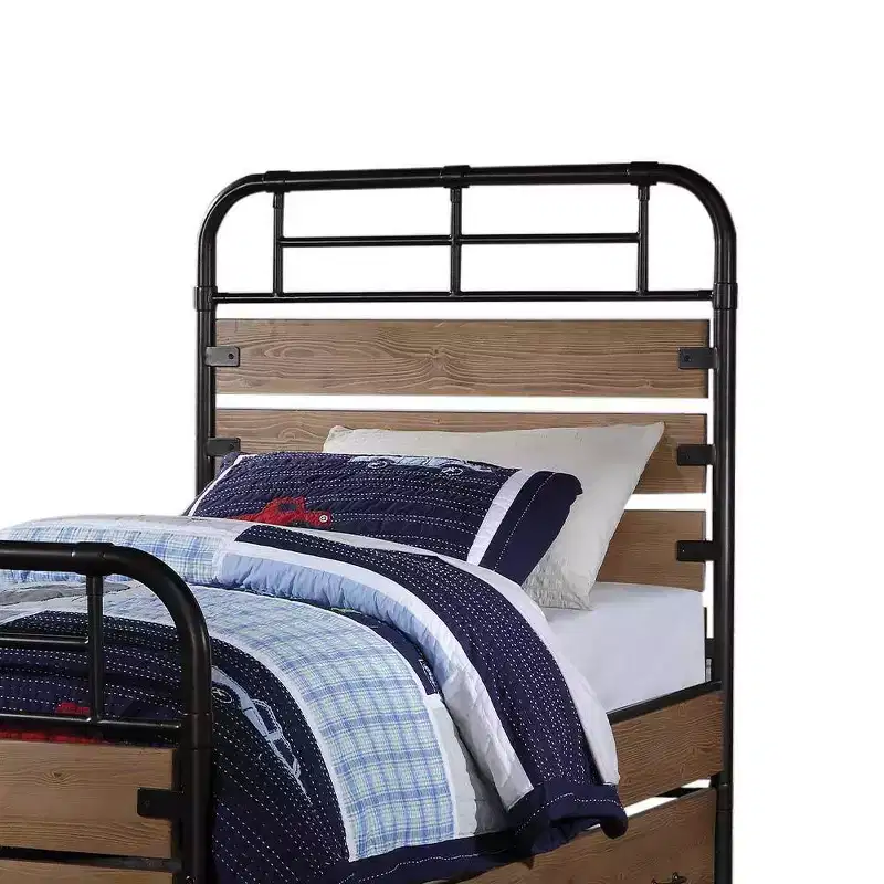 Acme Furniture Twin Adams Bed Antique Oak/Gunmetal