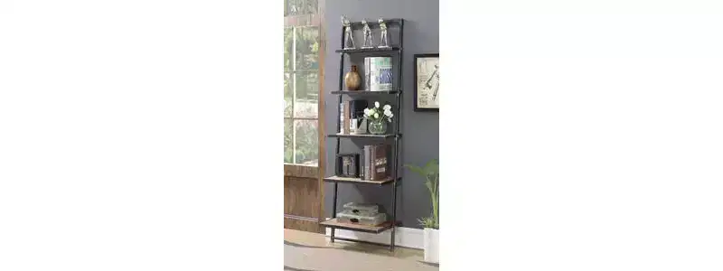 72.25" Laredo 5 Tier Ladder Bookcase/shelf Natural/Antique Black - Breighton Home: Rustic Industrial Style, Fir Plywood