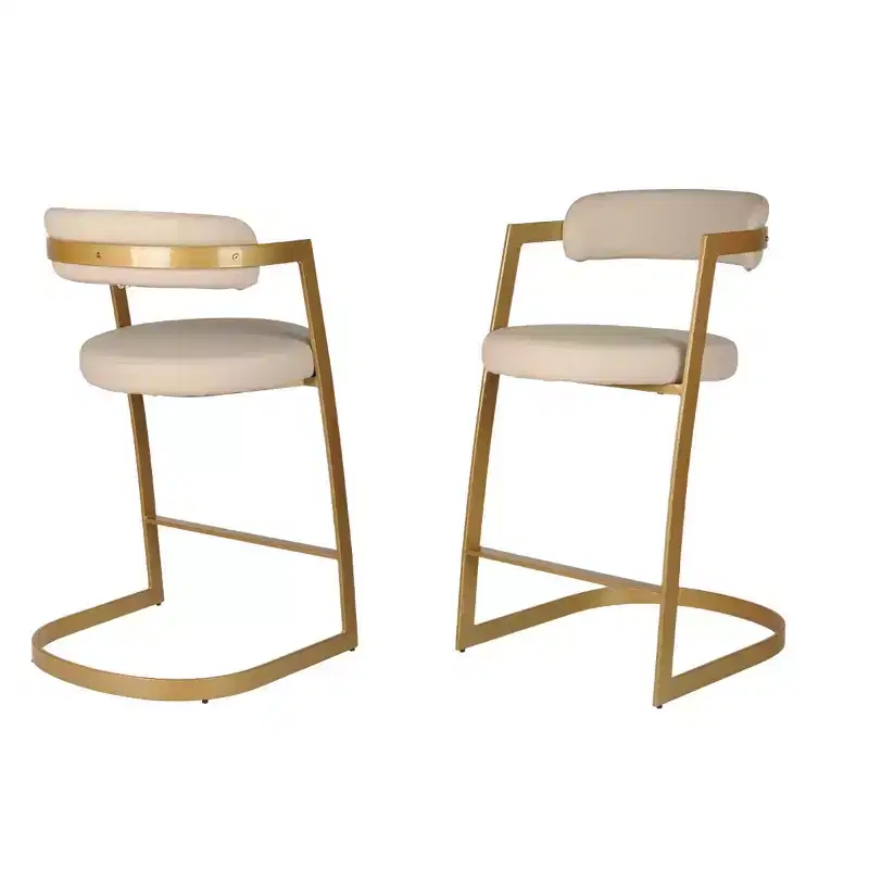 Brassex Set of 2 Layla Counter Height Barstools Gold