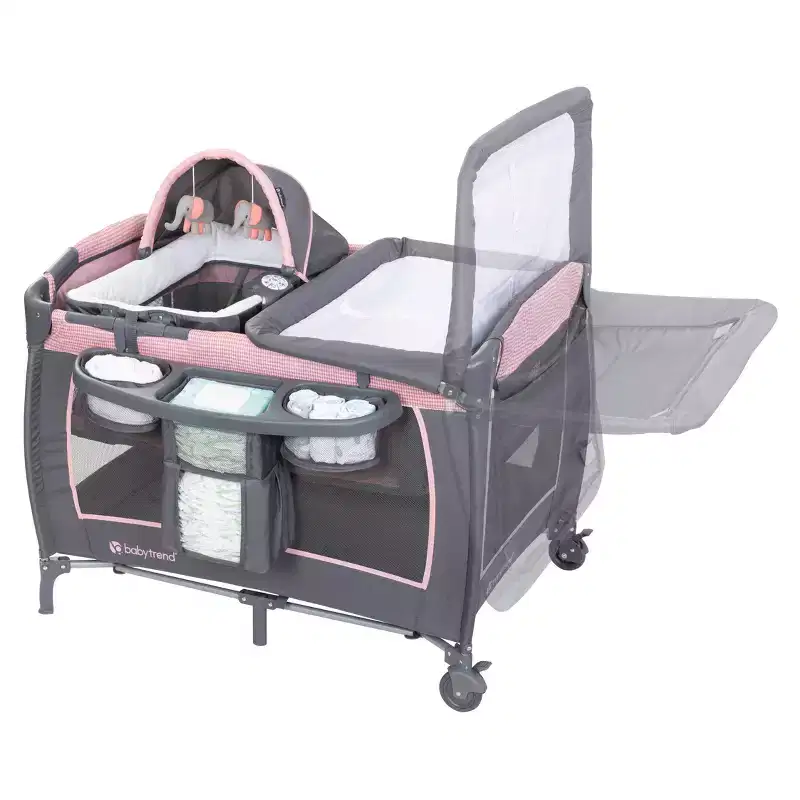 Nursery Center Playard with Rocking Cradle, Bassinet, and Changing Table