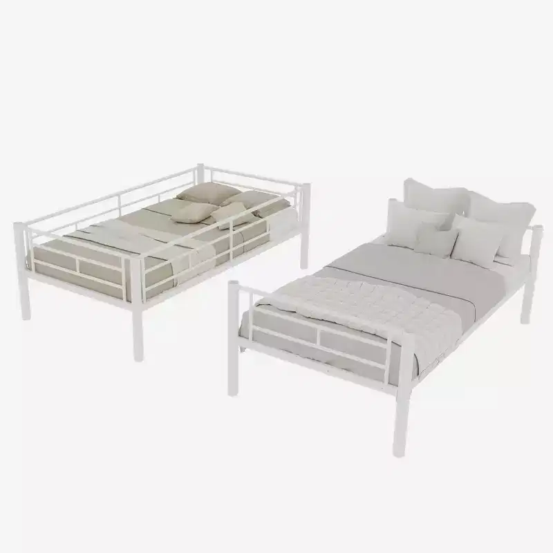 Luxystar Twin Over Twin Metal Bunk Bed, Convertible 2 Beds