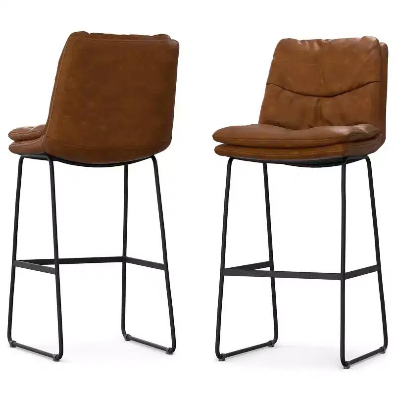Thalia Mid Century Modern Bar Stool (Set of 2) in Vegan Faux Leather