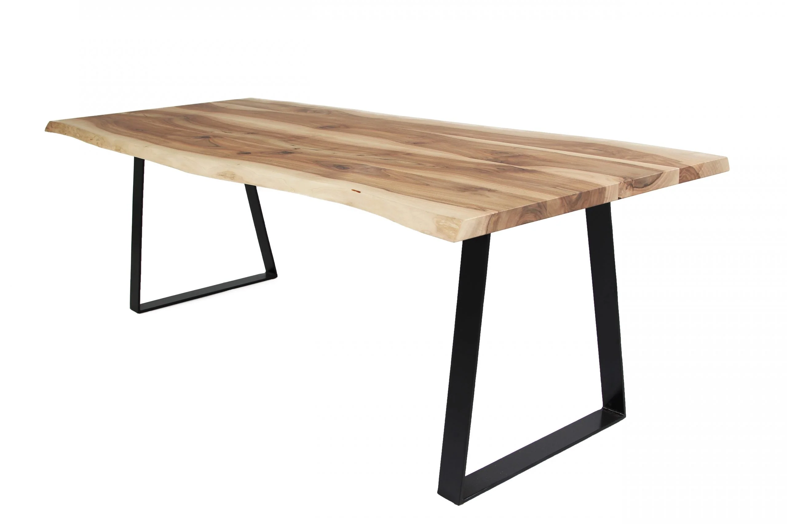 Natural Walnut Office Table - Plank solid wood office desk All tables' standard height is 75cm Metal legs can be easily disassembled for transport