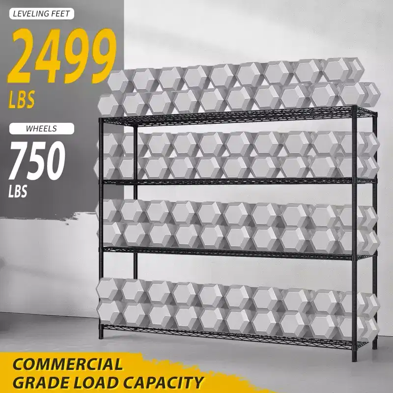 Black 4-Tier Adjustable Tier Spacing With Adjustable Casters