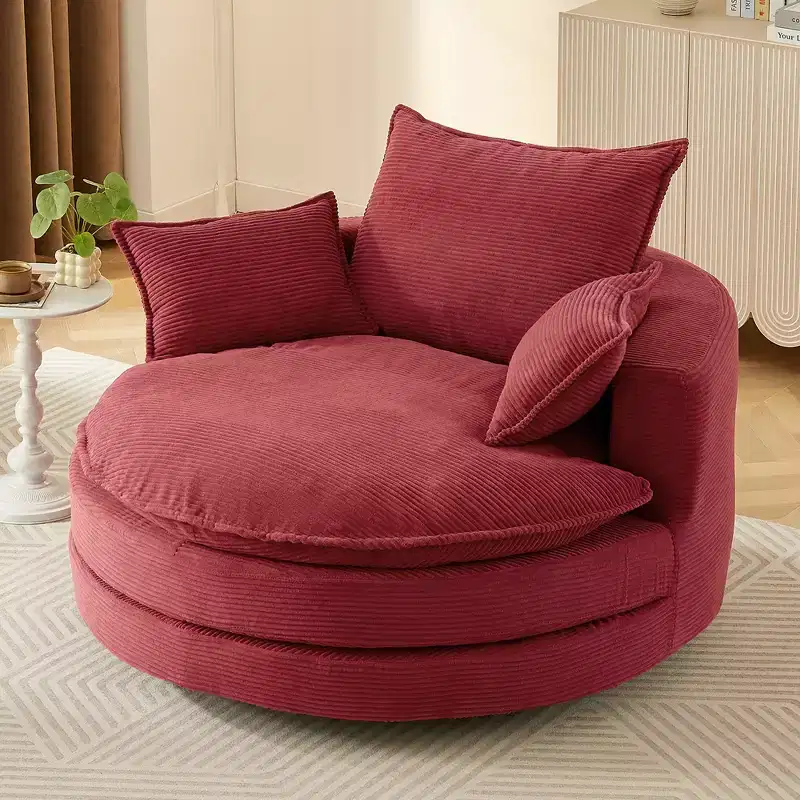 360 Swivel Barrel Chair with Dual-Layer Cushion Design