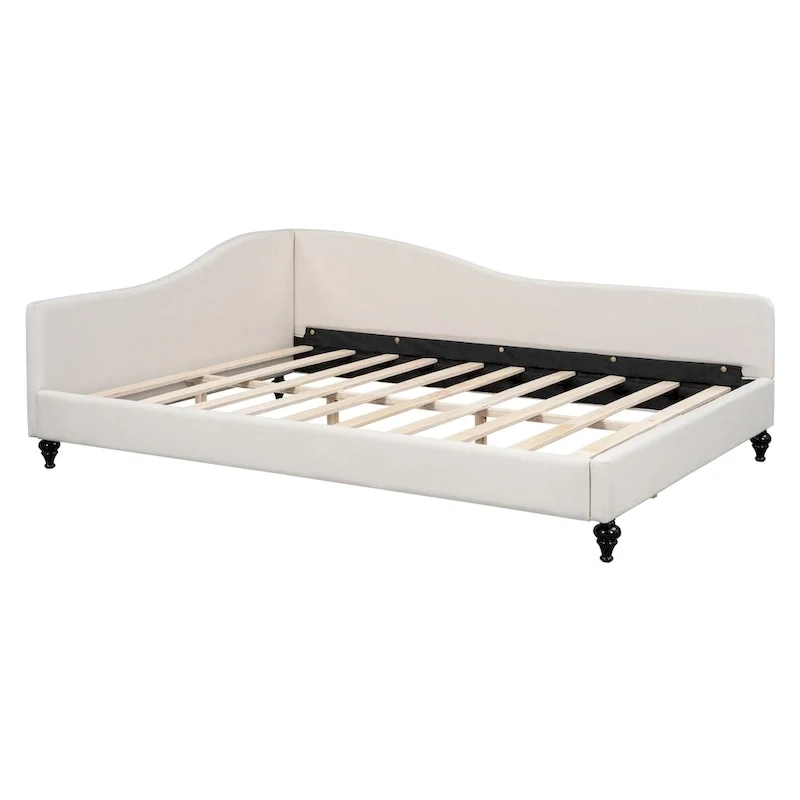 L-Shaped Semi-Enclosed Daybed with Solid Wood Legs