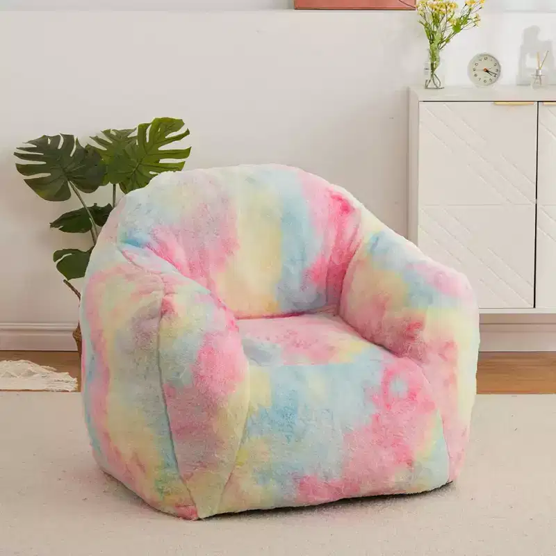Bean Bag Chair, 32x39x28 Faux Fur Foam Filled - Adult Lazy Sofa for Living Room Dorm Reading Gaming, Pink
