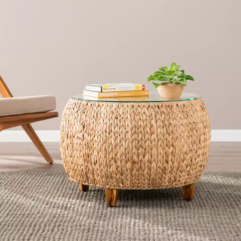 Jokobe Round Water Hyacinth Cocktail Table - Natural - SEI