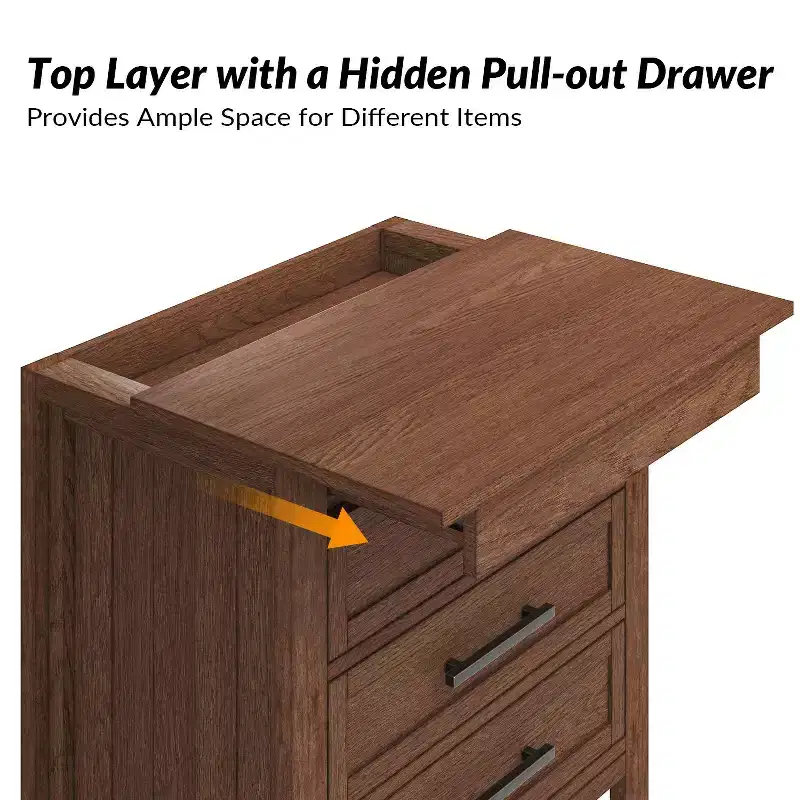 Yaran 3 Drawer Nightstand-BLACK
