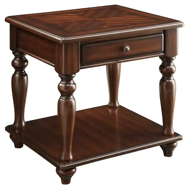 Acme Furniture Farrel End Table Walnut : Living Room Furniture with Storage Shelf, MDF Veneer Finish