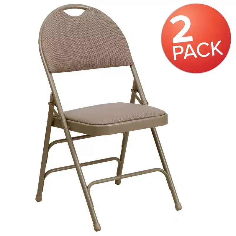 Extra Large Ultra-Premium Triple Braced Metal Folding Chair with Easy-Carry Handle