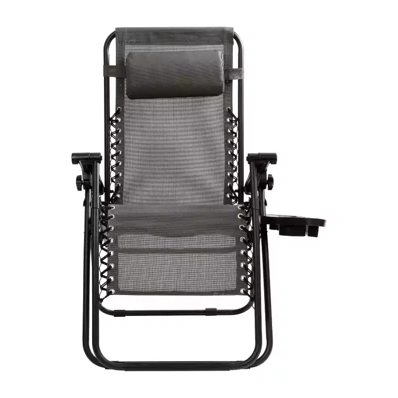 Flash Furniture Adjustable Folding Mesh Zero Gravity Reclining Lounge Chair with Pillow and Cup Holder Tray, Set of 2