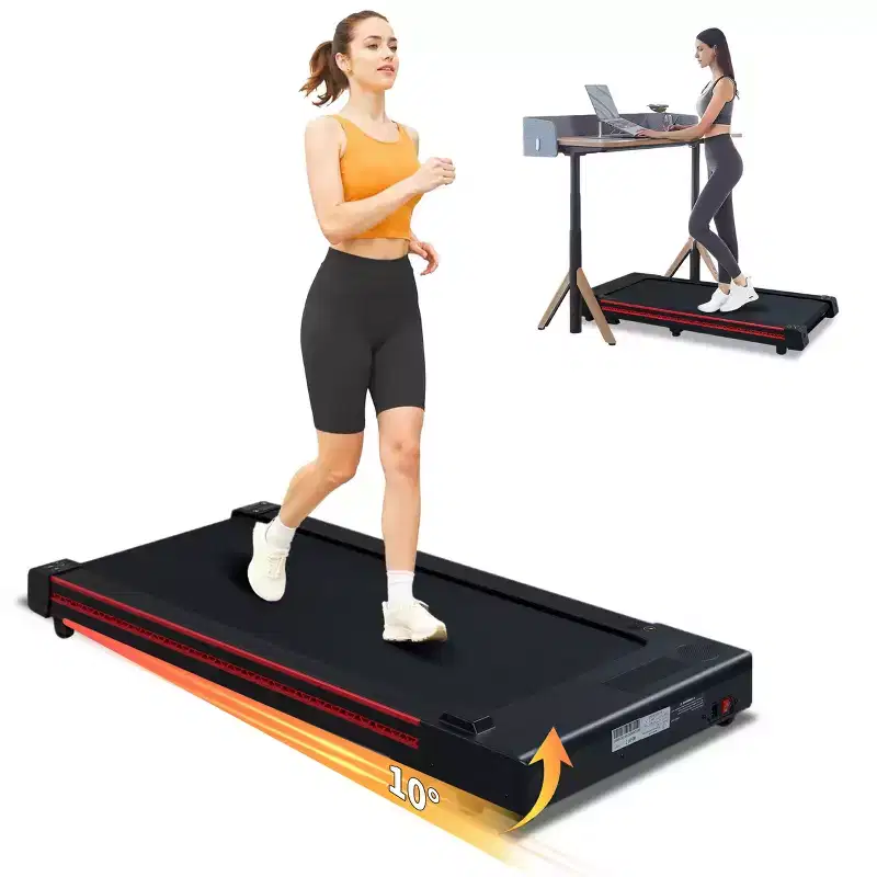 Okak Under Desk Treadmill with 10 Incline, 3HP Walking Pad with LED Display, 264LBS Weight Capacity Portable Treadmill for Home, Black+Gray