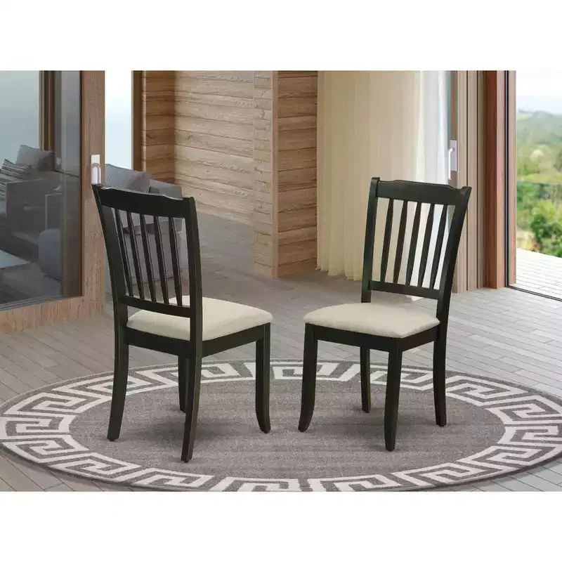 HomeStock Retro Relaxation Danbury Vertical Slatted Back Chairs With Linen Fabric Fabric Seat
