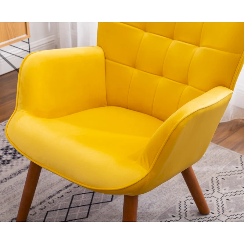 Carson Carrington Aasen Silky Velvet Tufted Accent Chair with Ottoman