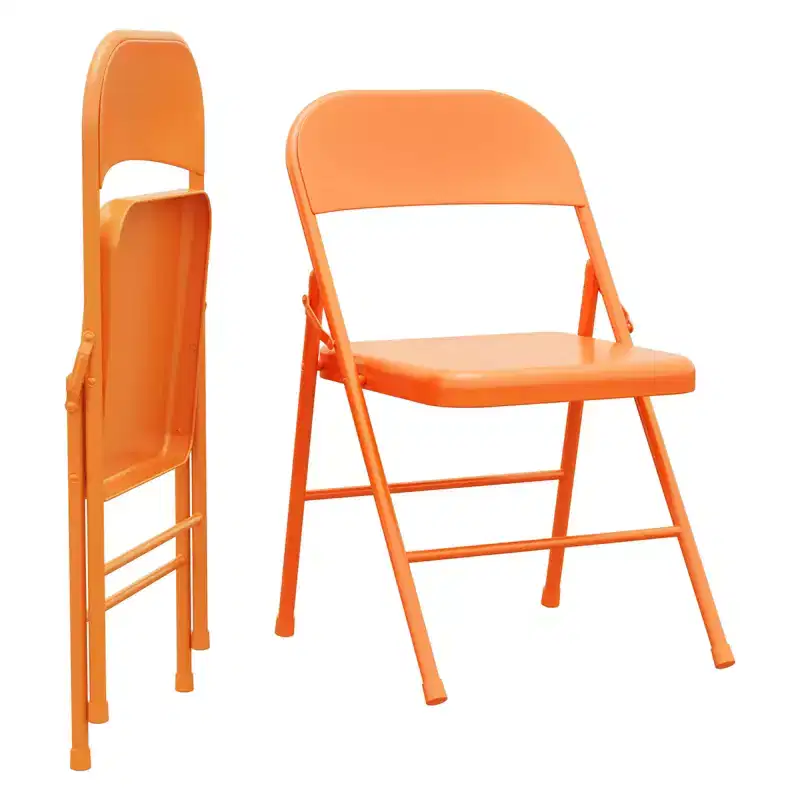 Folding Chair Set of 2, Heavy Duty Metal Chairs with Double Braced, 350LBS Capacity, Portable for Office, Wedding, Party, Indoor & Outdoor Use