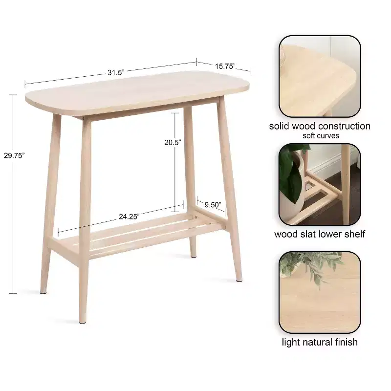 Kate and Laurel Nilas Wood Console Table, 32x16x30, Natural