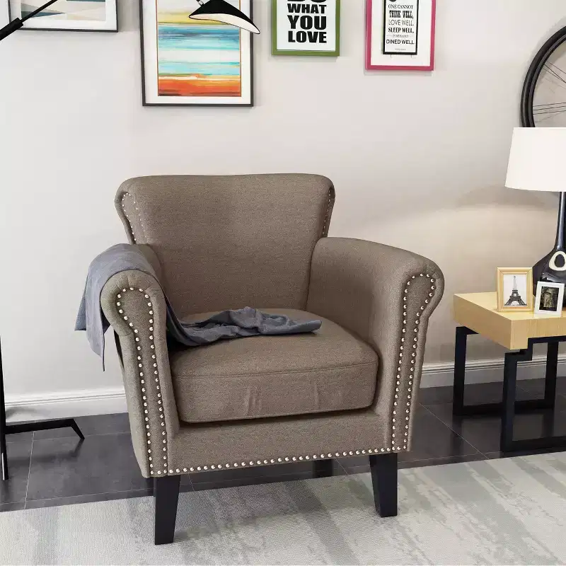 Christopher Knight Home Brice Contemporary Fabric Club Chair with Nailhead Trim