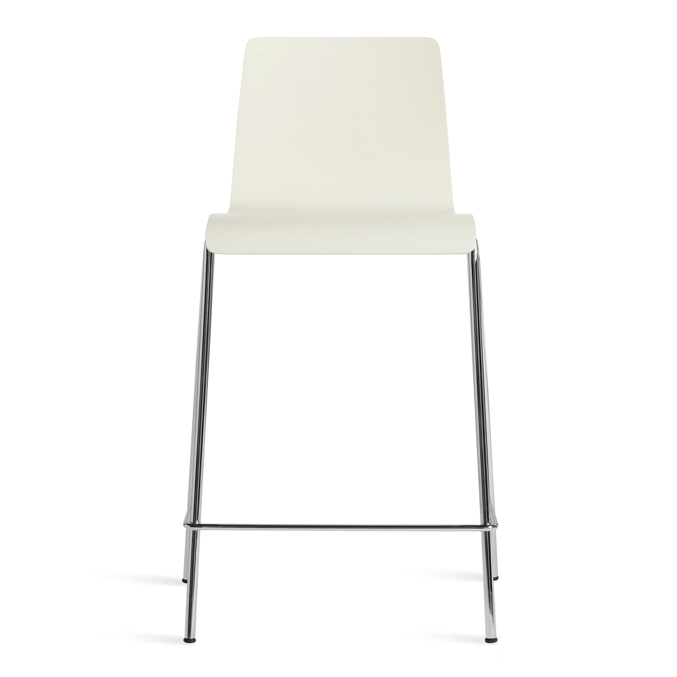 Modern Walnut Wood Counter Stool with Chrome Sled Legs for Kitchen