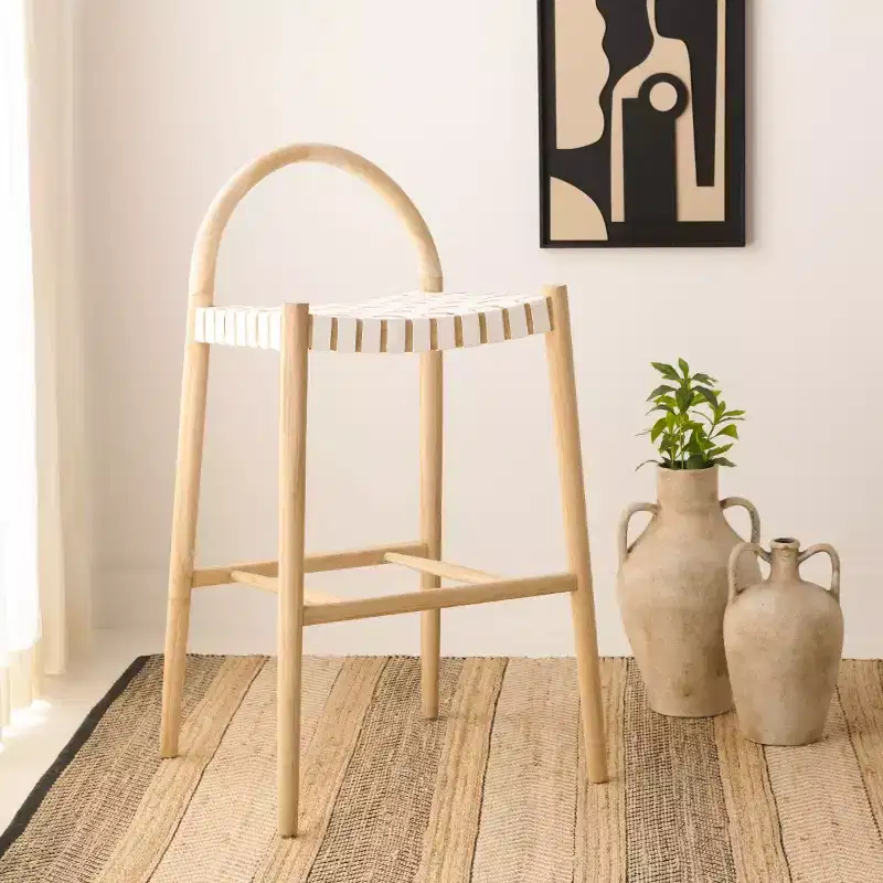 Rhyan Bar Stool - BST1204A - White/Natural - Safavieh