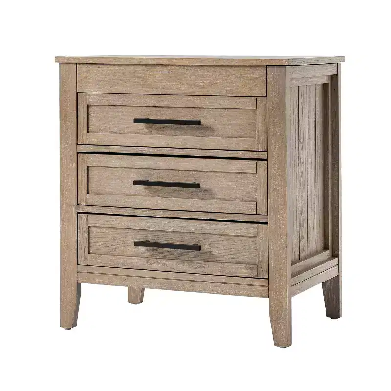 Yaran 3 Drawer Nightstand-BLACK