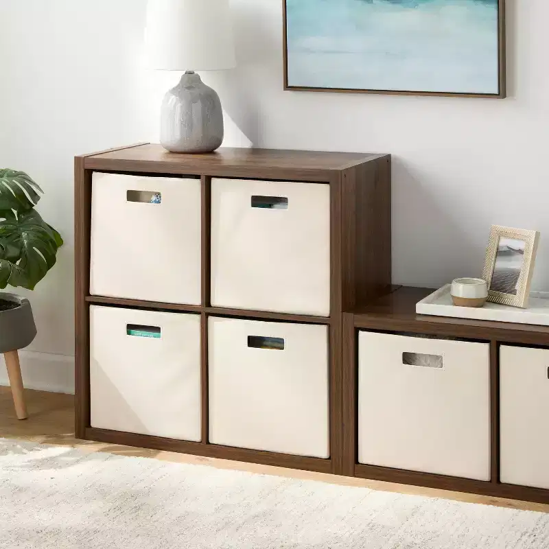 4-Cube Open Shelf Organizer, Walnut Finish – 30
