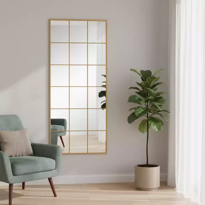HomeRoots 69 Gold Metal Framed Full Length Mirror