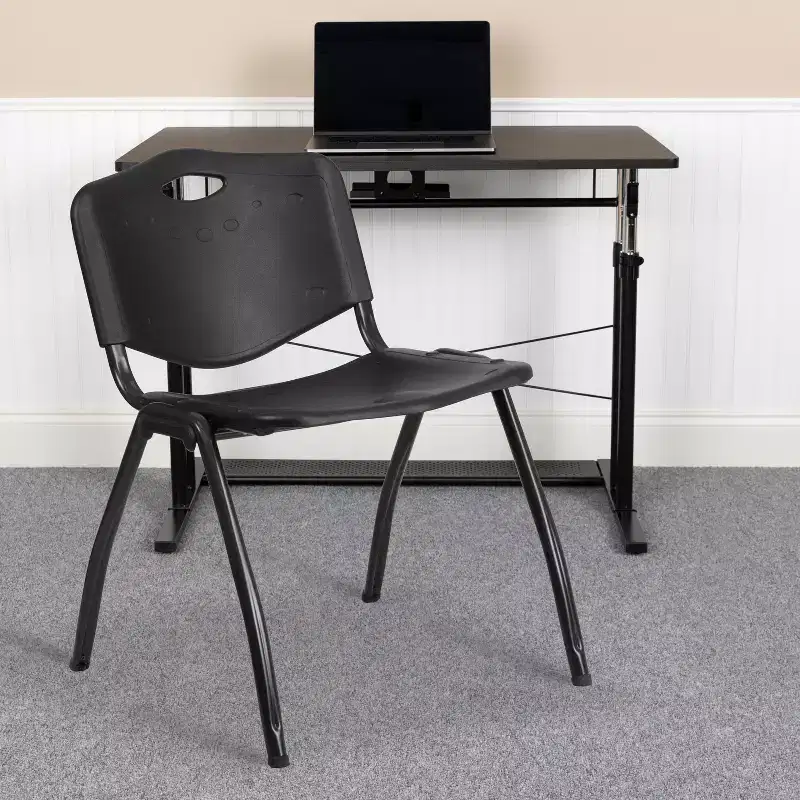 880 lb. Capacity Black Plastic Stack Office Side Chair