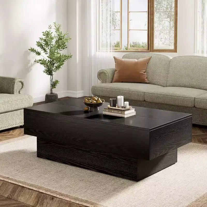 55-Inch Farmhouse Wood Coffee Table for Living Room, Office Reception Area