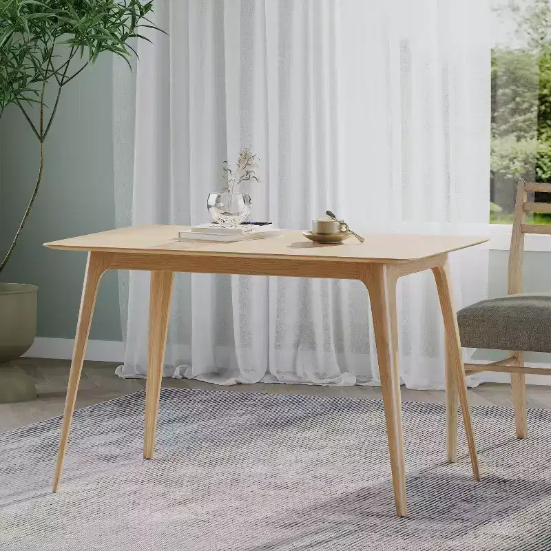 GDFStudio Keiko Mid-Century Modern Wood Rectangle Dining Table with Splayed Legs