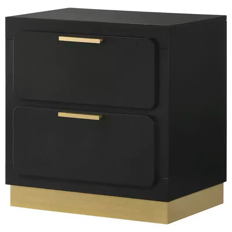 Black & Gold 2-Drawer Nightstand – Single