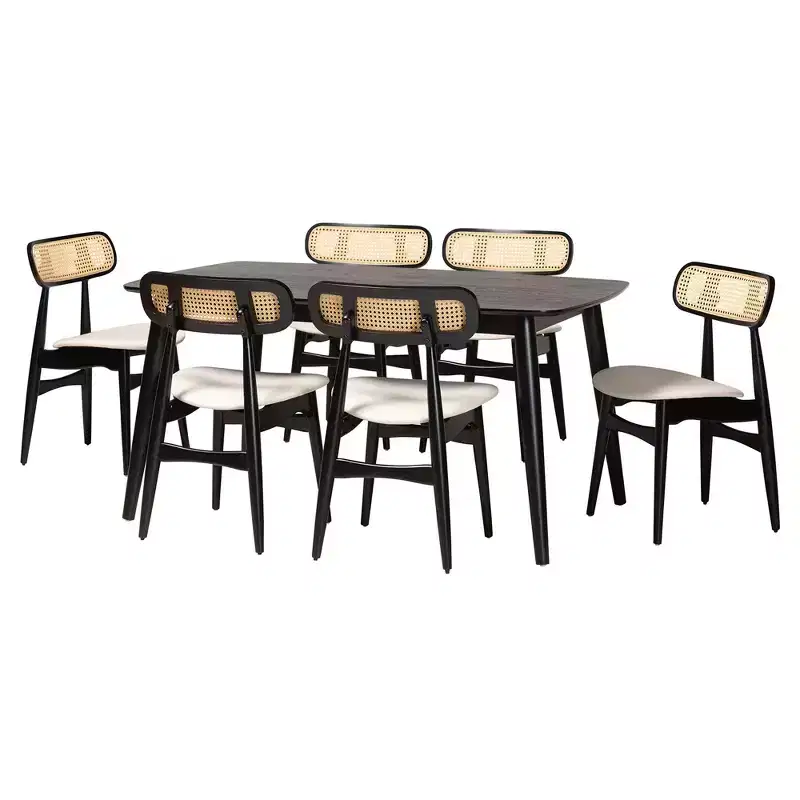 Baxton Studio Tarana Mid-Century Modern Wood 7-Piece Dining Set