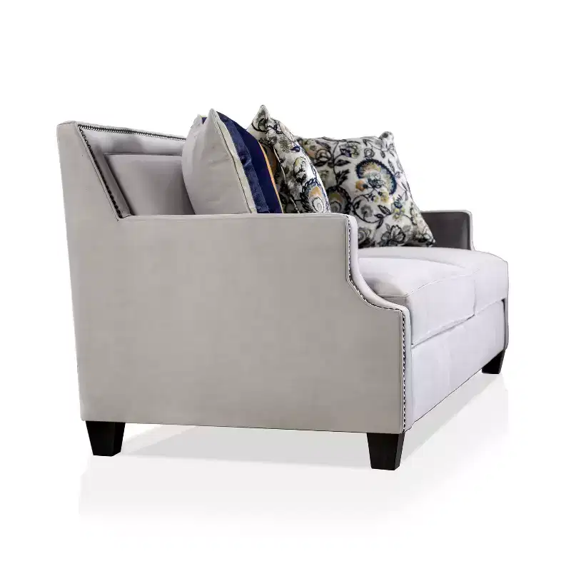 Creation Velvet Upholstered Loveseat Light Gray/Navy - Furniture Of America