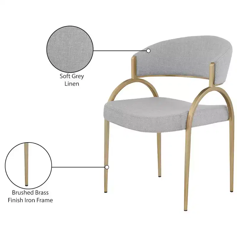 Meridian Furniture,Privet Linen Textured Fabric Dining Chair, Set of 2