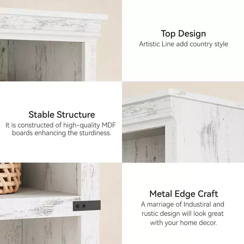 5-Tier Bookcase with Open Shelves