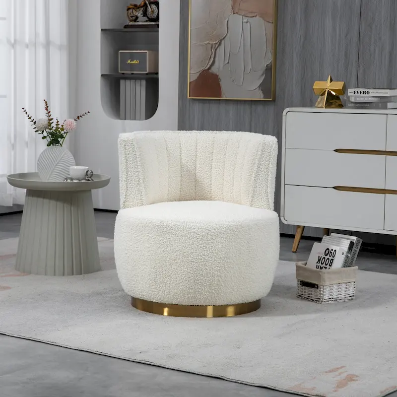 HOMEFUN Velvet Upholstered 360 Degree Swivel Armless Round Barrel Chairs