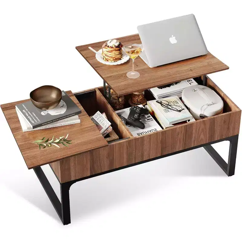 DEXYLLO Coffee Table Lift Top Wood Center Table for Living Room with Storage, Lifting Top, Sliding Cover and 2 Hidden Compartments, 40.9, Walnut Oak