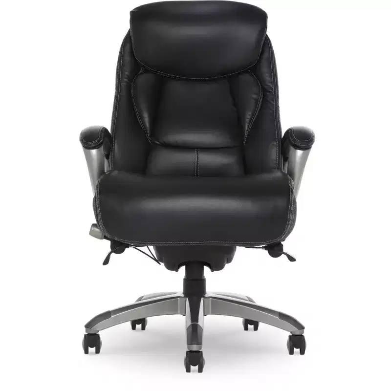 Serta Works Executive Office Chair with Smart Layers Technology Opportunity Gray: Ergonomic Bonded Leather, Adjustable Height, 275 lbs Capacity