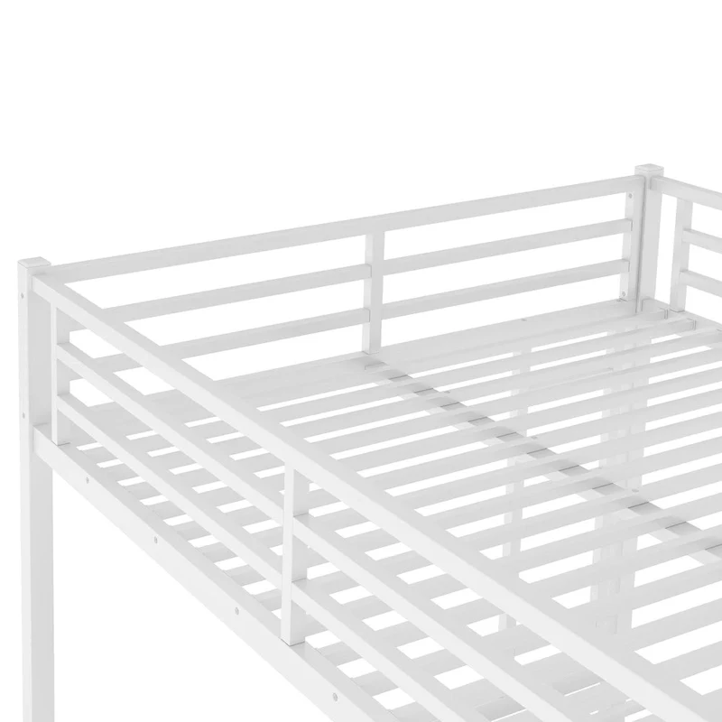 Heavy Duty Queen Over Queen Metal Bunk Bed - White