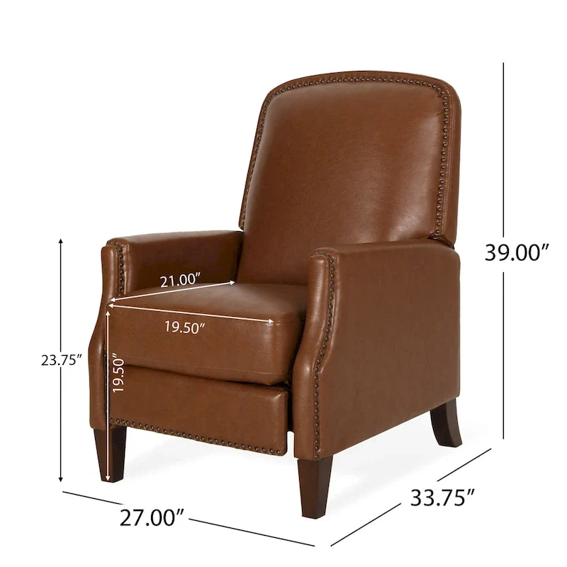 Cavanaugh Upholstered Pushback Recliner with Nailhead Trim by Christopher Knight Home