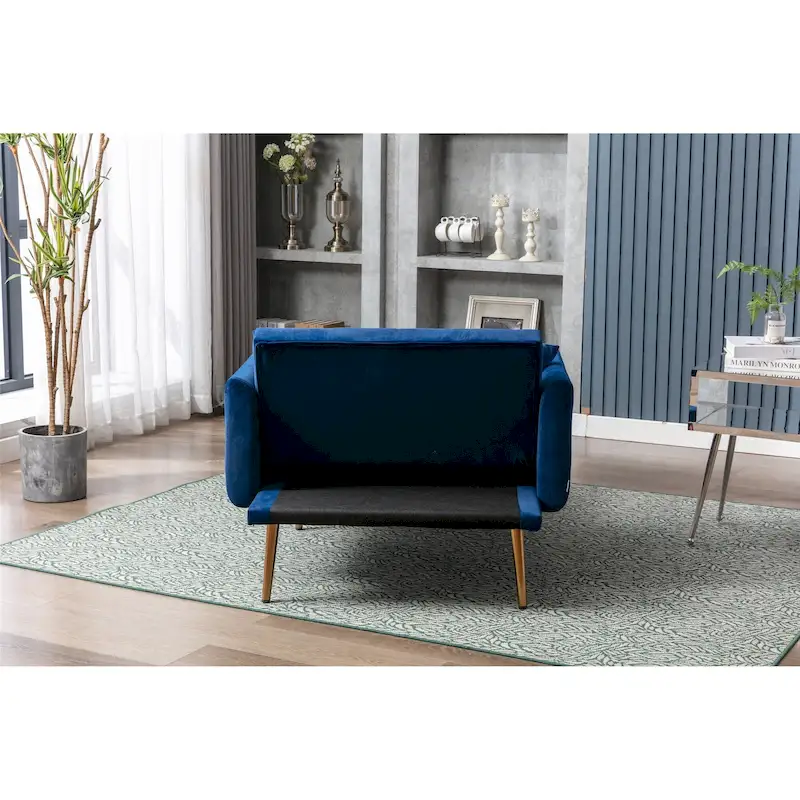 Velvet Upholstered Tufted Living Room Sleeper Sofa Chair With Rose Golden feet