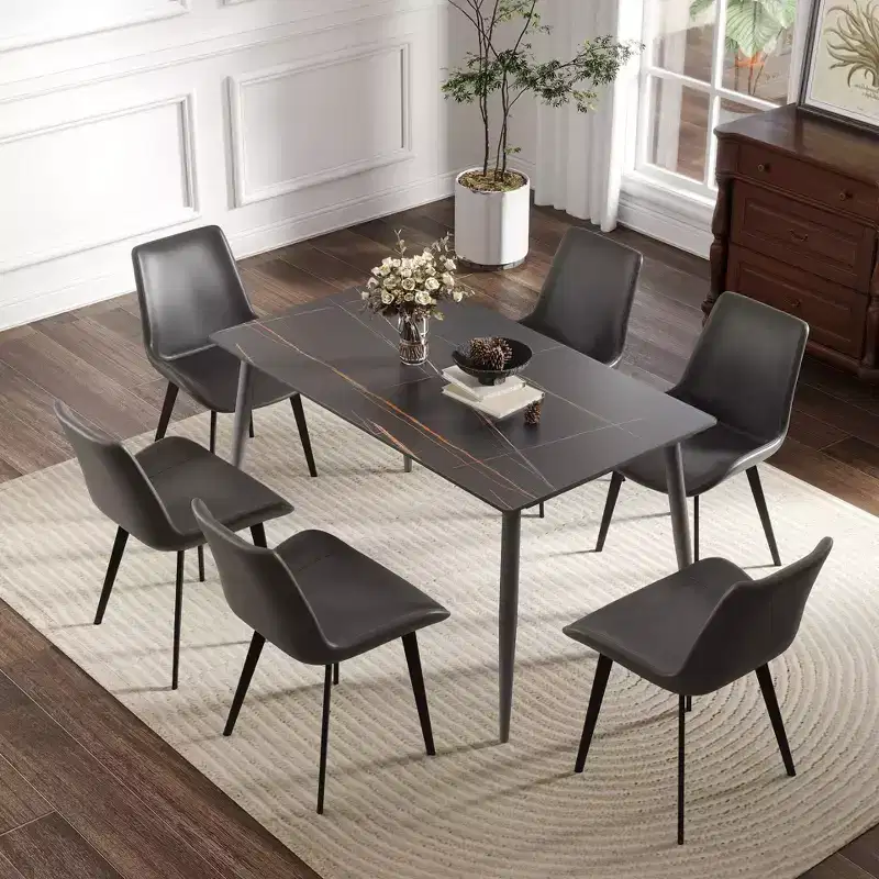 Okak 55.12 Modern Dining Table with Metal Leg for 6 Artificial Stone Kitchen Table for Kitchen, Dining Room