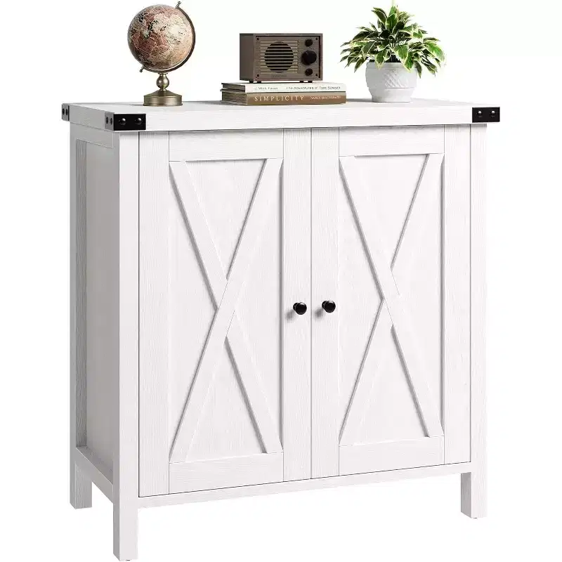 Buffet Cabinet, 60 Farmhouse Storage Sideboard with 2 Cabinets & Open Shelf, Console Cabinet for Living Room, Dining Room, Hallway